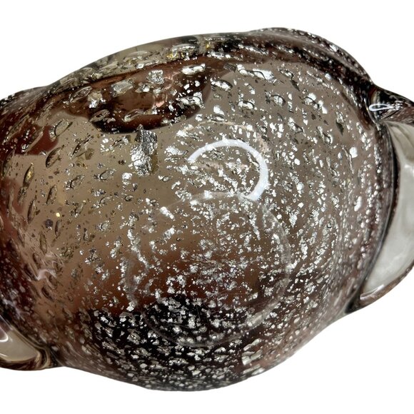 MCM Murano Gold Leaf & Bullicante Amethyst Aventurine Ashtray Folded Bowl - Picture 6 of 16